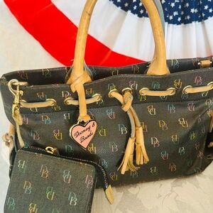 Dooney & Bourke Black Multicolor Logo Tote